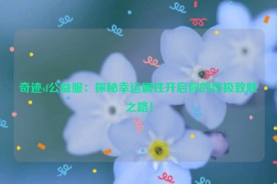 奇迹sf公益服：探秘幸运属性开启你的终极致胜之路！