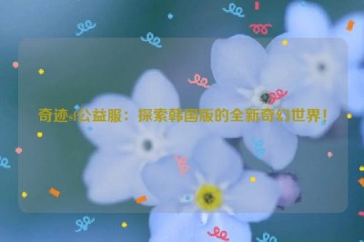 奇迹sf公益服：探索韩国版的全新奇幻世界！