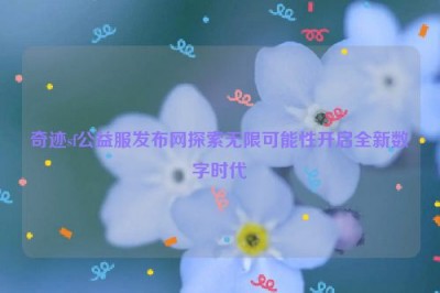 奇迹sf公益服发布网探索无限可能性开启全新数字时代