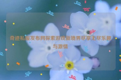 奇迹私服发布网探索游戏新境界尽享无尽乐趣与激情