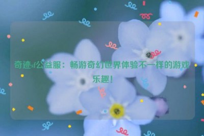 奇迹sf公益服：畅游奇幻世界体验不一样的游戏乐趣！