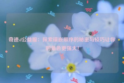 奇迹sf公益服：探索镶嵌顺序的秘密与技巧让你的角色更强大！