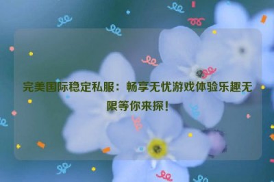 完美国际稳定私服：畅享无忧游戏体验乐趣无限等你来探！