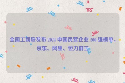 全国工商联发布 2024 中国民营企业 500 强榜单，京东、阿里、恒力前三