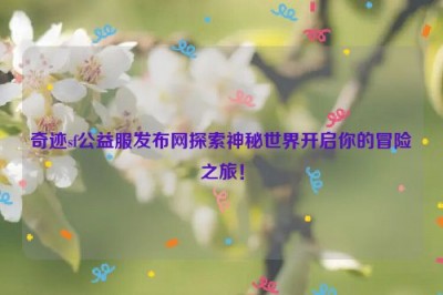 奇迹sf公益服发布网探索神秘世界开启你的冒险之旅！