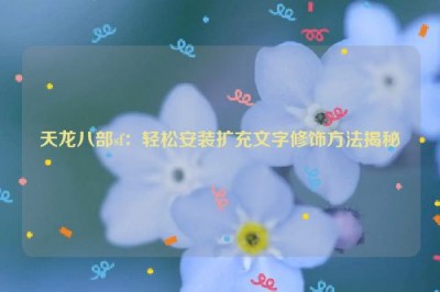 天龙八部sf：轻松安装扩充文字修饰方法揭秘