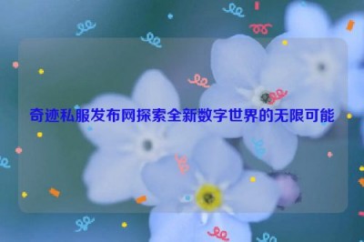 奇迹私服发布网探索全新数字世界的无限可能