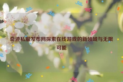 奇迹私服发布网探索在线游戏的新领域与无限可能