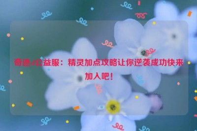 奇迹sf公益服：精灵加点攻略让你逆袭成功快来加入吧！