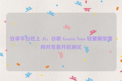 安卓平台吃上 AI，谷歌 Gemini Nano 轻量模型面向开发者开启测试