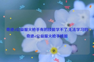 奇迹sf公益服火枪手有的技能学不了,无法学习的奇迹sf公益服火枪手技能