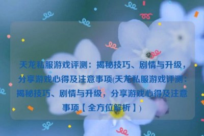 天龙私服游戏评测：揭秘技巧、剧情与升级，分享游戏心得及注意事项(天龙私服游戏评测：揭秘技巧、剧情与升级，分享游戏心得及注意事项【全方位解析】)