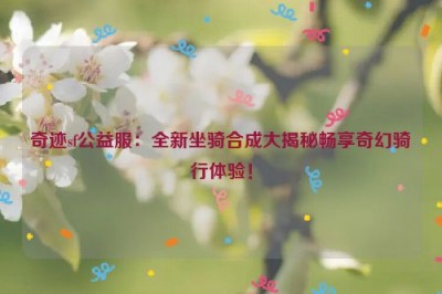 奇迹sf公益服：全新坐骑合成大揭秘畅享奇幻骑行体验！