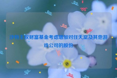 沙特主权财富基金考虑增加对任天堂及其他游戏公司的股份