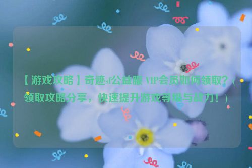 【游戏攻略】奇迹sf公益服 VIP会员如何领取？(领取攻略分享，快速提升游戏等级与战力！)