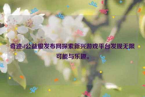 奇迹sf公益服发布网探索新兴游戏平台发现无限可能与乐趣。