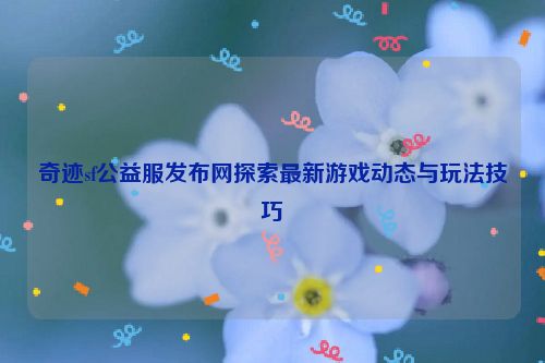 奇迹sf公益服发布网探索最新游戏动态与玩法技巧