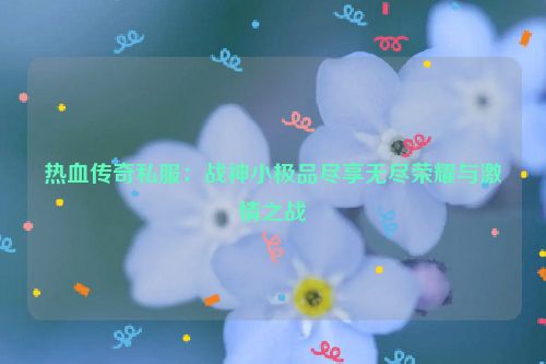 热血传奇私服：战神小极品尽享无尽荣耀与激情之战