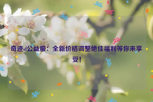 奇迹sf公益服：全新价格调整绝佳福利等你来享受！