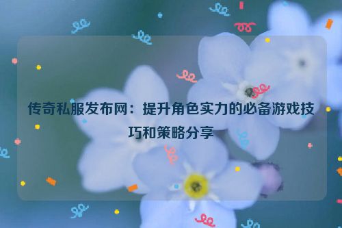 传奇私服发布网：提升角色实力的必备游戏技巧和策略分享