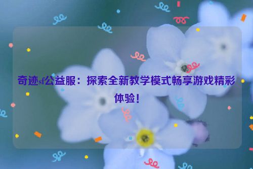 奇迹sf公益服：探索全新教学模式畅享游戏精彩体验！