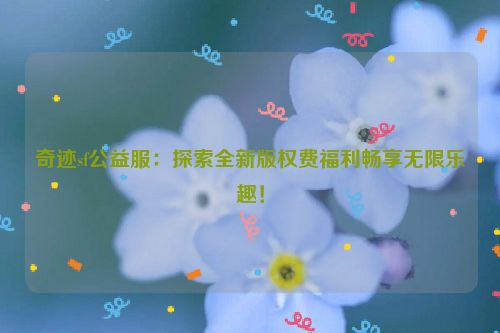 奇迹sf公益服：探索全新版权费福利畅享无限乐趣！