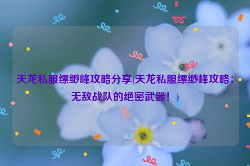 天龙私服缥缈峰攻略分享(天龙私服缥缈峰攻略：无敌战队的绝密武器！)