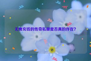 无需充钱的传奇私服是否真的存在？