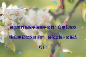 完美世界私服手游新手必看：白果获取攻略(白果获取攻略详解，轻松掌握+必备技巧！)