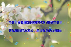 完美世界私服如何查找好友 (揭秘完美世界私服的好友系统，解决你的找友烦恼)